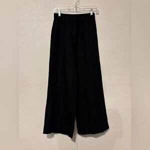 H&M | Black Linen Blend Trousers Wide-leg | Size 4